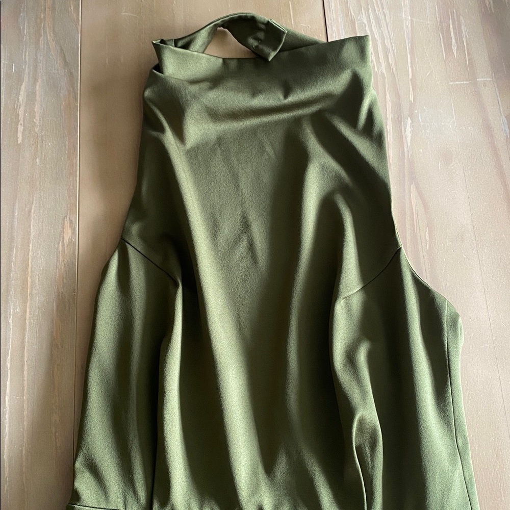 Elliatt Camo Dress Size M Khaki Green Asymmetrical Party Event Cocktail Chic - Picture 5 of 12